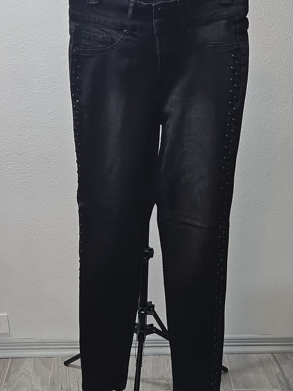 Soho Black Skinny Jeans with Side Stud Detail